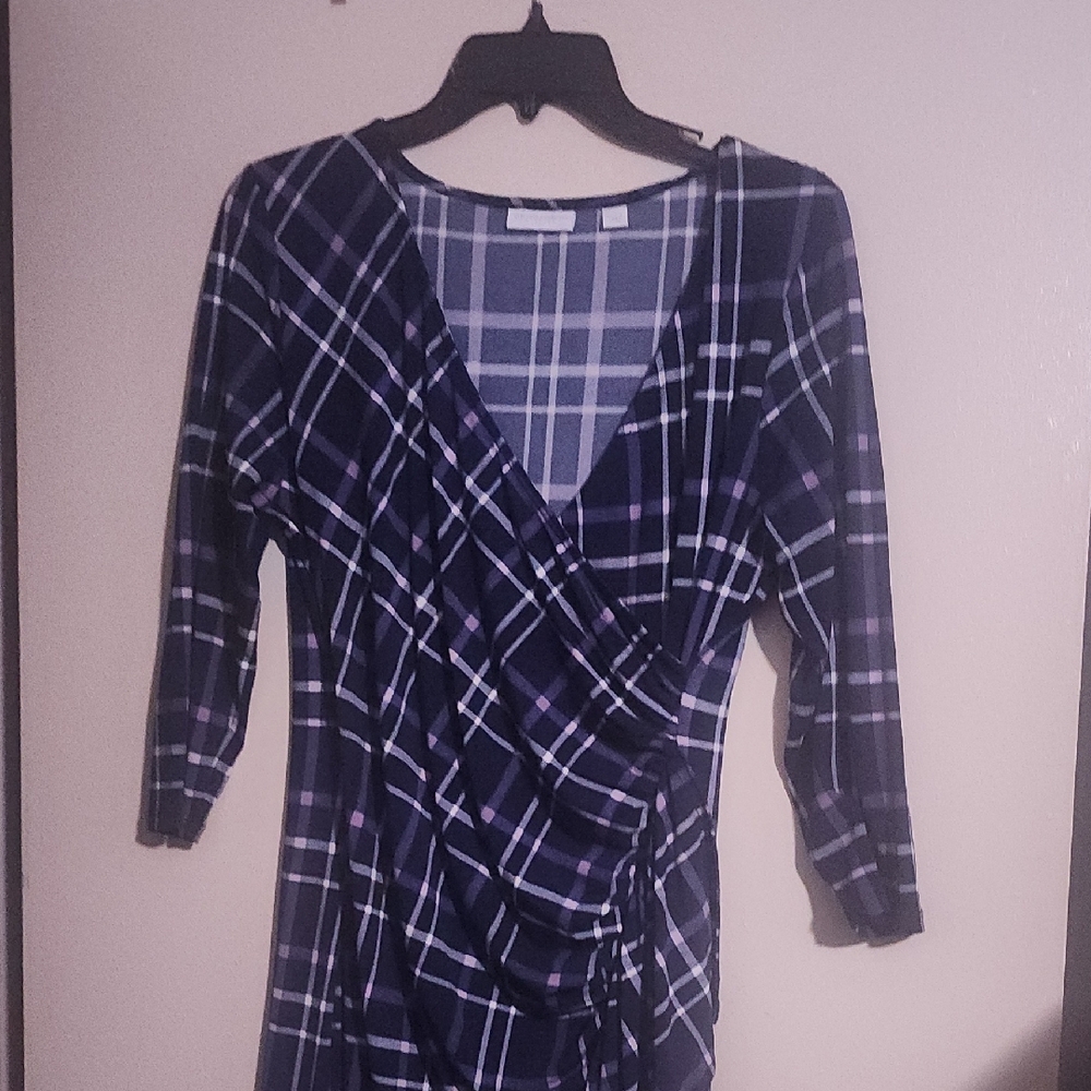New York & Company Plaid Wrap Dress